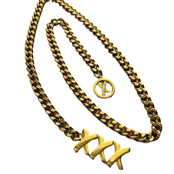 Paloma Picasso Vintage Gold-Tone X Heavy Chain Belt - One Size main image 10